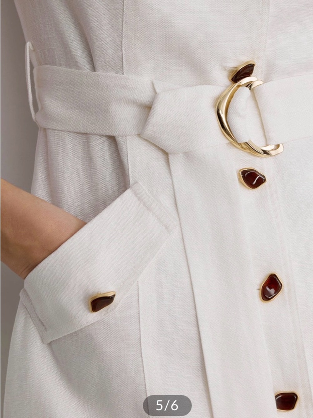 Commense blazer collar Sleeveless Belted linen mini Dress - Picture 4 of 10